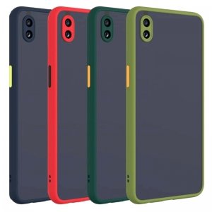 کاور و قاب گوشی مناسب برای Xiaomi Redmi 9A / 9AT هیبریدی دکمه رنگی مدل پشت مات محافظ لنزدار