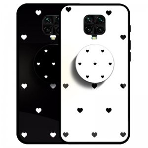 قاب Xiaomi Redmi Note 9 Pro پشت گلس طرح دار به همراه پاپ سوکت مدل لاولی