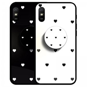 قاب Xiaomi Redmi 9A پشت گلس طرح دار به همراه پاپ سوکت مدل لاولی