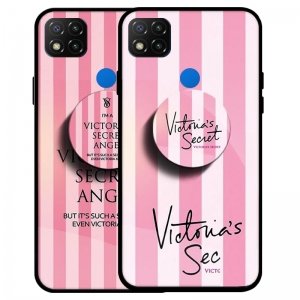 قاب Xiaomi Redmi 9C پشت گلس طرح دار به همراه پاپ سوکت مدل ویکتوریا