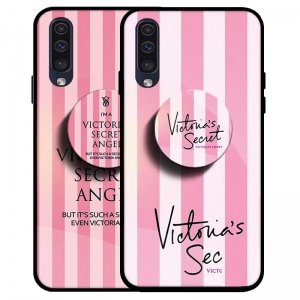 قاب Samsung Galaxy A70 / A70S پشت گلس طرح دار به همراه پاپ سوکت مدل ویکتوریا