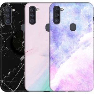 قاب ماربل مناسب برای گوشی Samsung Galaxy A11 مدل سنگی مات همراه با پاپ سوکت