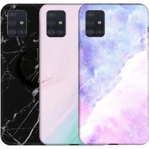 قاب ماربل مناسب برای گوشی Samsung Galaxy A51 مدل سنگی مات همراه با پاپ سوکت