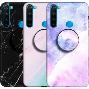 قاب ماربل مناسب برای گوشی Xiaomi Redmi Note 8 مدل سنگی مات همراه با پاپ سوکت