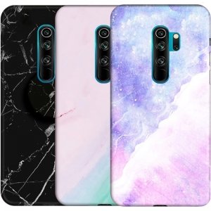 قاب ماربل مناسب برای گوشی Xiaomi Redmi Note 8 Pro مدل سنگی مات همراه با پاپ سوکت