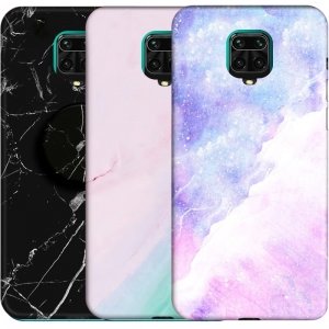 قاب ماربل مناسب برای گوشی Xiaomi Redmi Note 9 Pro مدل سنگی مات همراه با پاپ سوکت