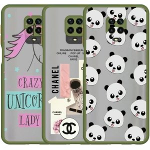 کاور فانتزی هیبریدی مناسب برای گوشی Xiaomi Redmi Note 9S مدل پشت مات محافظ لنزدار سری طرحدار دخترانه