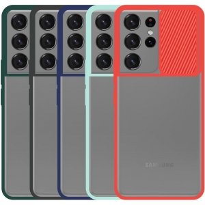 قاب محافظ مناسب برای گوشی Samsung Galaxy S21 Ultra مدل ماکرو شیلد محافظ لنزدار طرح پشت مات