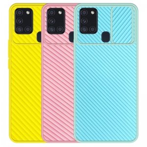 قاب و گارد محافظ مناسب برای گوشی Samsung Galaxy A21S مدل اسلاید کمرا طرح رنگی کشویی