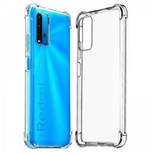 گارد محافظ ایربگ دار برای گوشی Xiaomi Redmi 9T مدل دور ژله ای شفاف پشت طلق کریستالی