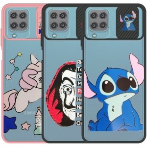 قاب طرحدار دخترانه و پسرانه مناسب برای گوشی Samsung Galaxy A12 / M12 مدل ماکرو شیلد محافظ لنزدار فانتزی