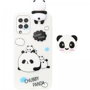 قاب فانتزی عروسکی پاندا کیس Panda Case مناسب برای گوشی Samsung Galaxy A42 مدل نیمه شفاف سه بعدی همراه با پاپ سوکت سیلیکونی ست (محافظ لنزدار)