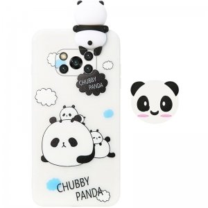 قاب فانتزی عروسکی پاندا کیس Panda Case مناسب برای گوشی Xiaomi POCO X3 nfc / pro مدل نیمه شفاف سه بعدی همراه با پاپ سوکت سیلیکونی ست (محافظ لنزدار)