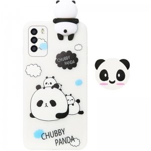 قاب فانتزی عروسکی پاندا کیس Panda Case مناسب برای گوشی Xiaomi POCO M3 مدل نیمه شفاف سه بعدی همراه با پاپ سوکت سیلیکونی ست (محافظ لنزدار)