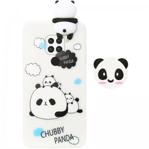 قاب فانتزی عروسکی پاندا کیس Panda Case مناسب برای گوشی Xiaomi Redmi Note 9 مدل نیمه شفاف سه بعدی همراه با پاپ سوکت سیلیکونی ست (محافظ لنزدار)