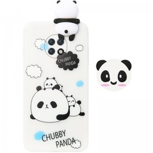 قاب فانتزی عروسکی پاندا کیس Panda Case مناسب برای گوشی Xiaomi Redmi Note 9T 5G مدل نیمه شفاف سه بعدی همراه با پاپ سوکت سیلیکونی ست (محافظ لنزدار)