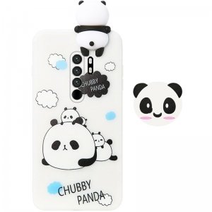 قاب فانتزی عروسکی پاندا کیس Panda Case مناسب برای گوشی Xiaomi Redmi 9 مدل نیمه شفاف سه بعدی همراه با پاپ سوکت سیلیکونی ست (محافظ لنزدار)