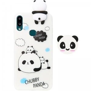 قاب فانتزی عروسکی پاندا کیس Panda Case مناسب برای گوشی Samsung Galaxy A10S مدل نیمه شفاف سه بعدی همراه با پاپ سوکت سیلیکونی ست