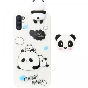 قاب فانتزی عروسکی پاندا کیس Panda Case مناسب برای گوشی Samsung Galaxy A11 مدل نیمه شفاف سه بعدی همراه با پاپ سوکت سیلیکونی ست
