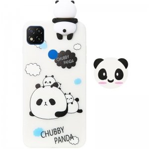 قاب فانتزی عروسکی پاندا کیس Panda Case مناسب برای گوشی Xiaomi Redmi 9C مدل نیمه شفاف سه بعدی همراه با پاپ سوکت سیلیکونی ست