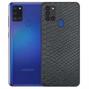 قاب چرم VIP دیزاین مناسب برای گوشی Samsung Galaxy A21S مدل محافظ لنزدار طرح چرم کروکودیل (صنعتی)