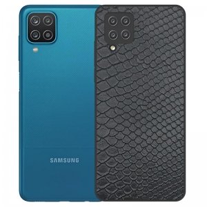 قاب چرم VIP دیزاین مناسب برای گوشی Samsung Galaxy A12 / M12 مدل محافظ لنزدار طرح چرم کروکودیل (صنعتی)