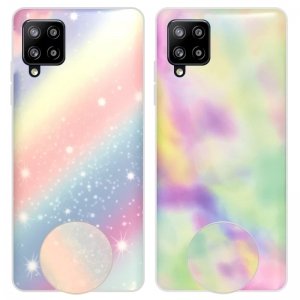 قاب آبرنگی پاپ سوکت دار مناسب برای گوشی Samsung Galaxy A12 / M12 مدل طرحدار فانتزی دخترانه و زنانه Rainbow Phone Case