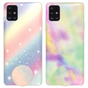 قاب آبرنگی پاپ سوکت دار مناسب برای گوشی Samsung Galaxy A71 مدل طرحدار فانتزی دخترانه و زنانه Rainbow Phone Case