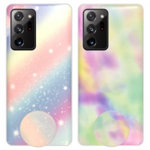 قاب آبرنگی پاپ سوکت دار مناسب برای گوشی Samsung Galaxy Note 20 Ultra مدل طرحدار فانتزی دخترانه و زنانه Rainbow Phone Case