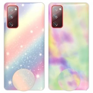 قاب آبرنگی پاپ سوکت دار مناسب برای گوشی Samsung Galaxy S20 FE مدل طرحدار فانتزی دخترانه و زنانه Rainbow Phone Case