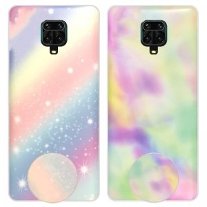 قاب آبرنگی پاپ سوکت دار مناسب برای گوشی Xiaomi Redmi Note 9S / 9 Pro / Max مدل طرحدار فانتزی دخترانه و زنانه Rainbow Phone Case