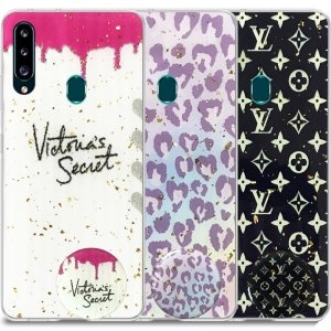 قاب لوکس پاپ سوکت دار طرح Marbel Royal مناسب برای گوشی Samsung Galaxy A20S مدل رزین کار شده با سنگ های طلایی