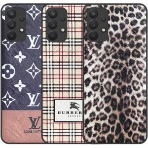 قاب چرم Luxury دیزاین مناسب برای گوشی Samsung Galaxy A32 4G مدل طرحدار لاکچری زنانه و مردانه (مجهز به محافظ لنز یکدست با بدنه)