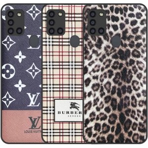 قاب چرم Luxury دیزاین مناسب برای گوشی Samsung Galaxy A21S مدل طرحدار لاکچری زنانه و مردانه (مجهز به محافظ لنز یکدست با بدنه)