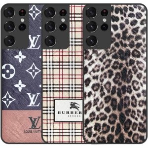 قاب چرم Luxury دیزاین مناسب برای گوشی Samsung Galaxy S21 Ultra مدل طرحدار لاکچری زنانه و مردانه (مجهز به محافظ لنز یکدست با بدنه)