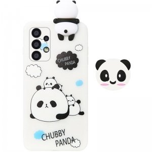 قاب فانتزی عروسکی پاندا کیس Panda Case مناسب برای گوشی Samsung Galaxy A32 4G مدل نیمه شفاف سه بعدی همراه با پاپ سوکت سیلیکونی ست (محافظ لنزدار)