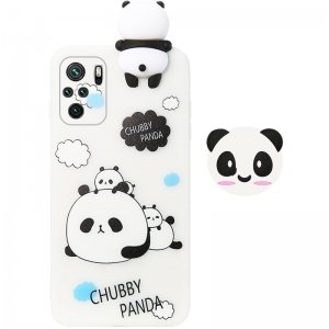 قاب فانتزی عروسکی پاندا کیس Panda Case مناسب برای گوشی Xiaomi Redmi Note 10 4G / 10S (2021) مدل نیمه شفاف سه بعدی همراه با پاپ سوکت سیلیکونی ست