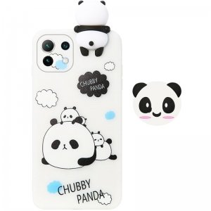 قاب فانتزی عروسکی پاندا کیس Panda Case مناسب برای گوشی Xiaomi MI 11 Lite مدل نیمه شفاف سه بعدی همراه با پاپ سوکت سیلیکونی ست