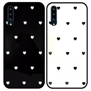 قاب پشت گلس لاولی مناسب برای گوشی Samsung Galaxy A50/50S/30S همراه با بند آویز چرم طرح قلبی