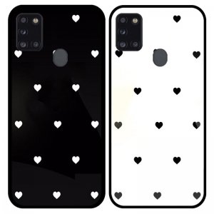 قاب پشت گلس لاولی مناسب برای گوشی Samsung Galaxy A21S همراه با بند آویز چرم طرح قلبی