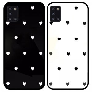 قاب پشت گلس لاولی مناسب برای گوشی Samsung Galaxy A31 همراه با بند آویز چرم طرح قلبی