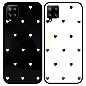 قاب پشت گلس لاولی مناسب برای گوشی Samsung Galaxy A12 / M12 همراه با بند آویز چرم طرح قلبی