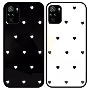 قاب پشت گلس لاولی مناسب برای گوشی Xiaomi Redmi Note 10 4G / 10S همراه با بند آویز چرم طرح قلبی (مجهز به محافظ لنز)