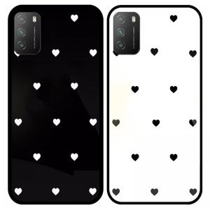 قاب پشت گلس لاولی مناسب برای گوشی Xiaomi Poco M3 همراه با بند آویز چرم طرح قلبی