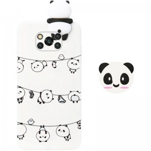 قاب فانتزی عروسکی پاندا رختی Panda Case مناسب برای گوشی Xiaomi POCO X3 nfc / pro مدل نیمه شفاف سه بعدی همراه با پاپ سوکت سیلیکونی ست (محافظ لنزدار)