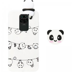 قاب فانتزی عروسکی پاندا رختی Panda Case مناسب برای گوشی Xiaomi Redmi Note 9 مدل نیمه شفاف سه بعدی همراه با پاپ سوکت سیلیکونی ست (محافظ لنزدار)
