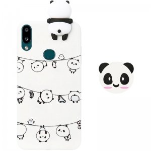 قاب فانتزی عروسکی پاندا رختی Panda Case مناسب برای گوشی Samsung Galaxy A10S مدل نیمه شفاف سه بعدی همراه با پاپ سوکت سیلیکونی ست