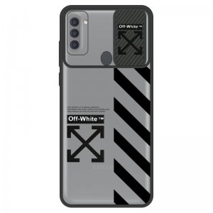 قاب طرحدار پسرانه مناسب برای گوشی Samsung Galaxy A11 مدل ماکرو شیلد محافظ لنزدار سبک بوتیک مدل آف وایت OFF WHITE