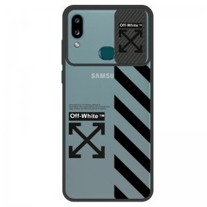 قاب طرحدار پسرانه مناسب برای گوشی Samsung Galaxy A10S مدل ماکرو شیلد محافظ لنزدار سبک بوتیک مدل آف وایت OFF WHITE