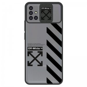 قاب طرحدار پسرانه مناسب برای گوشی Samsung Galaxy A71 مدل ماکرو شیلد محافظ لنزدار سبک بوتیک مدل آف وایت OFF WHITE